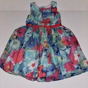 Girls Fancy Watercolor Floral Dress Size 5 Youngland EASTER layers ribbon